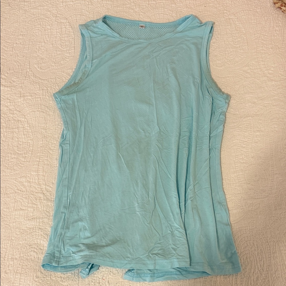 Sleeveless Aqua Top with Mesh Back